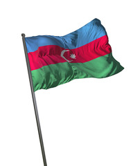Azerbaijan Flag Waving Isolated on White Background Portrait