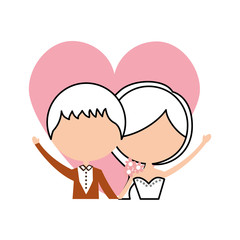 Married couple with heart avatars characters vector illustration design