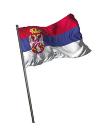 Serbia Flag Waving Isolated on White Background Portrait