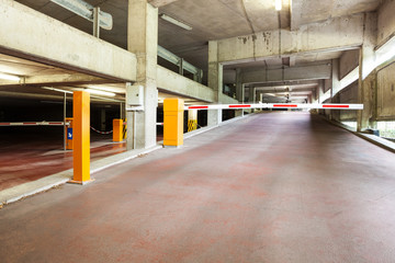 an underground garage whit barrier