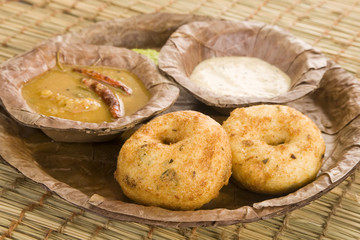 Sambar with Idli  vada with Coconut Chutney, Indian Dish
