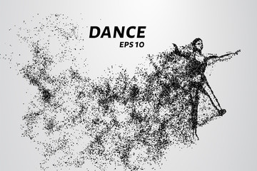 Plakat Silhouette of dancing particles. The dance consists of small circles.