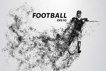 Fototapeta na wymiar Silhouette of a football player from the particles. The player consists of small circles.