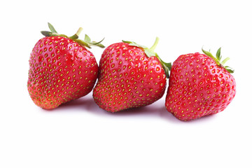Fresh strawberries isolated on white background
