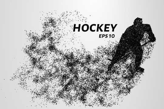 Hockey from the particles. Hockey breaks down into small molecules. Vector illustration
