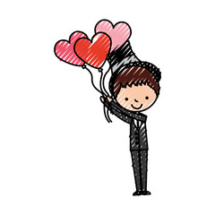 cute husband with heart shaped pumps avatar character vector illustration design
