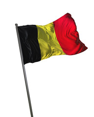 Belgium Flag Waving Isolated on White Background Portrait