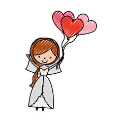 cute wife with shaped heart pumps avatar character vector illustration design