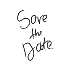 Save the date dry brush illustration. Vector drawn calligraphy. Isolated on white background.