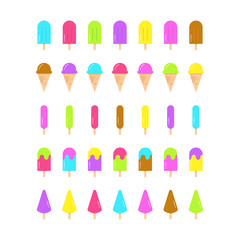 Set of color ice cream icons.