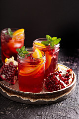 Pomegranate sangria with oranges