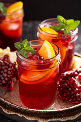 Pomegranate sangria with oranges