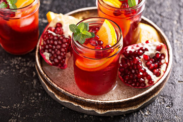 Pomegranate sangria with oranges