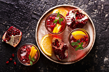 Pomegranate sangria with oranges