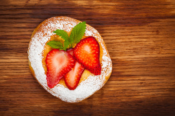 Pastries with Strawberry and Cream Cheese. Selective focus.