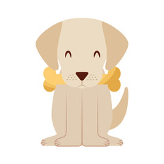 cute dog mascot with bone vector illustration design