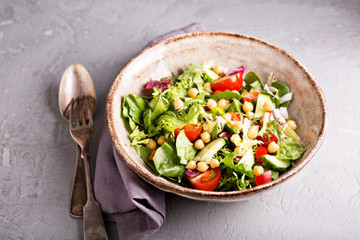 Salad with fresh vegetables and chickpeas