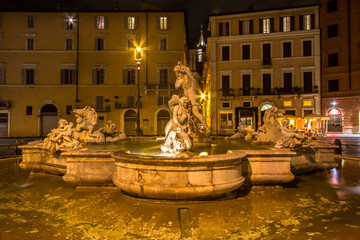 Fountain on square Piazza Navona in Rome, Italy
