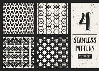 Abstract concept vector monochrome geometric pattern. Black and white minimal background. Creative illustration template. Seamless stylish texture. For wallpaper, surface, web design, textile, decor.