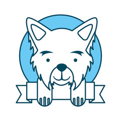 Obraz na płótnie Canvas cute dog mascot with ribbon vector illustration design