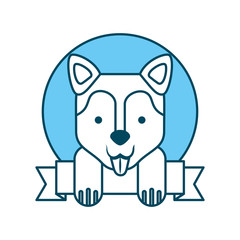 cute dog mascot with ribbon vector illustration design