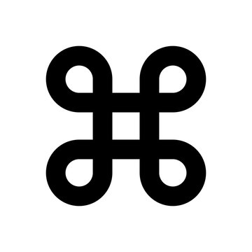 Bowen knot symbol for command key. Simple flat black illustration on white background.