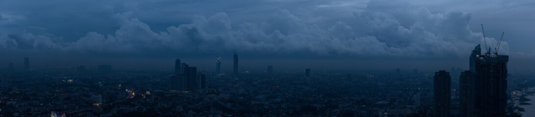Fototapeta na wymiar Panoramic view of southern side of Bangkok city