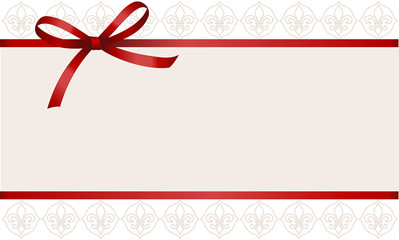 Gift Card With Red Ribbon And A Bow.  Gift Voucher Template with  place for text.  Invitation - vector image.