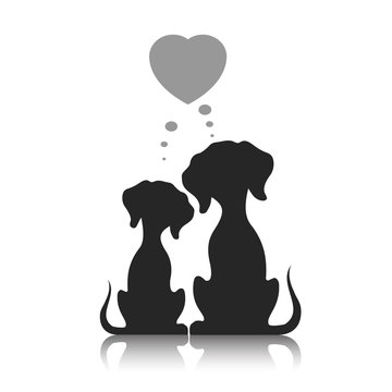 Dogs dream of love, a vector illustration.