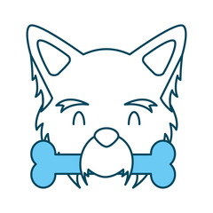 cute dog mascot with bone vector illustration design
