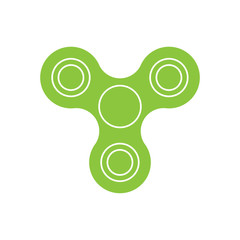 Three-bladed fidget spinner - popular toy and anti-stress tool. Green simple flat vector icon isolated on white background. - obrazy, fototapety, plakaty