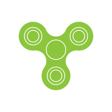 Three-bladed fidget spinner - popular toy and anti-stress tool. Green simple flat vector icon isolated on white background.