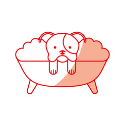 cute Dog bathing in the tub vector illustration design