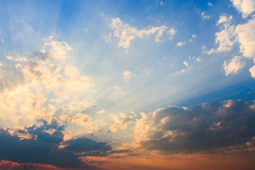 colorful dramatic sky with cloud at sunset