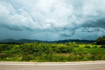 colorful dramatic sky with cloud at sunset