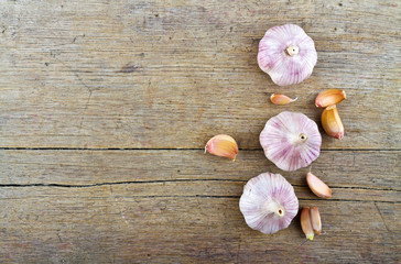 garlic on wooden table