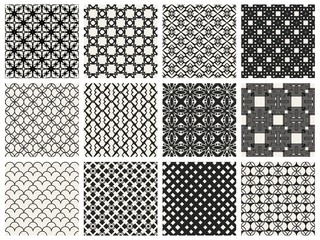 Abstract concept vector monochrome geometric pattern. Black and white minimal background. Creative illustration template. Seamless stylish texture. For wallpaper, surface, web design, textile, decor.