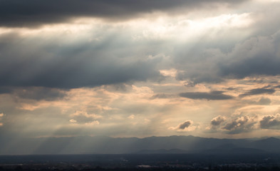 colorful dramatic sky with cloud at sunset