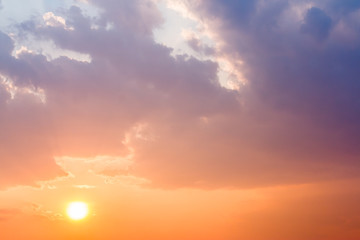colorful dramatic sky with cloud at sunset