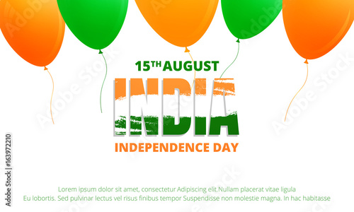 Independence Day Of India Card Poster With Orange And Green