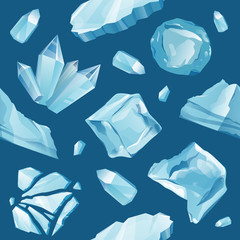 Set Isolated ice caps snowdrifts and icicles elements winter decor vector. Ice cube with transparency, 3d vector set. Snowy elements on white background. Template in cartoon style for your design