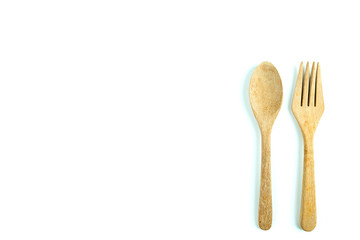 Wooden utensil kitchen on isolated white background