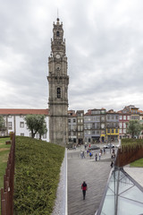 Naklejka premium Bell tower of the Clerigos Church, is one famous panoramic viewpoint destination of Porto city.