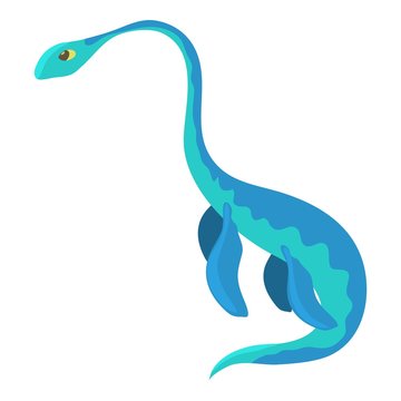 Aquatic dinosaur icon, cartoon style