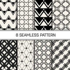 Fototapeta premium Abstract concept vector monochrome geometric pattern. Black and white minimal background. Creative illustration template. Seamless stylish texture. For wallpaper, surface, web design, textile, decor.