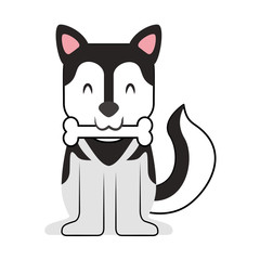 cute dog mascot with bone vector illustration design