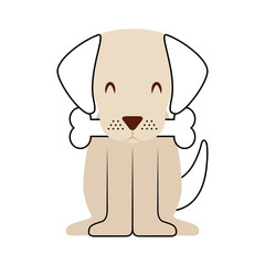 cute dog mascot with bone vector illustration design