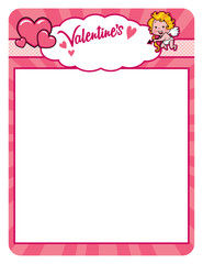 Valentine cupid frame with hearts