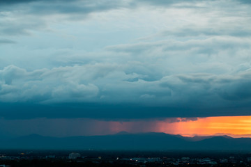 colorful dramatic sky with cloud at sunset