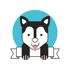 cute dog mascot with ribbon vector illustration design